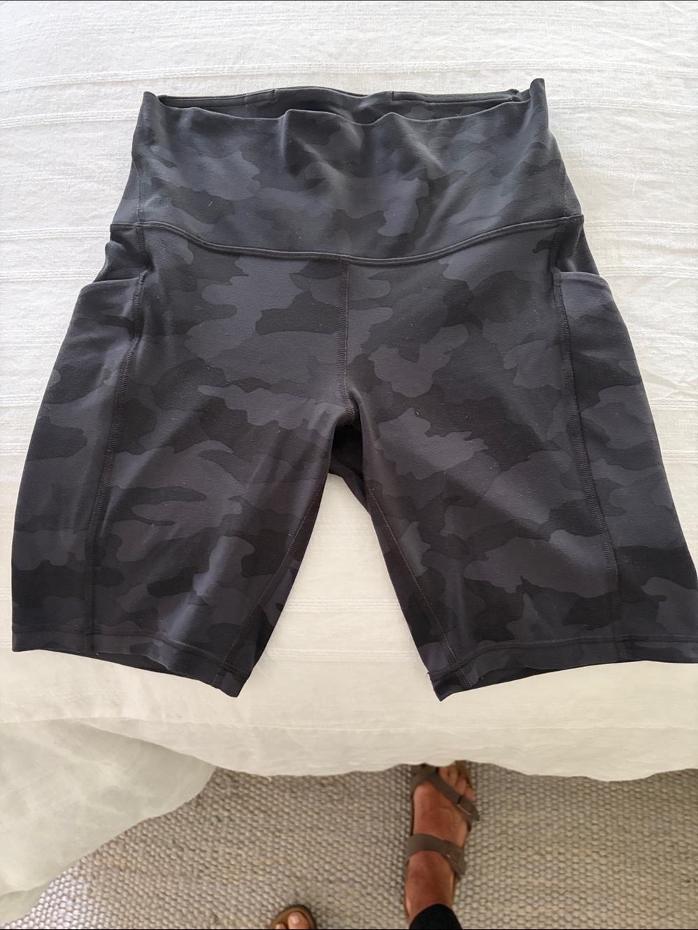 High-Waist Black Camo Women’s Performance Shorts